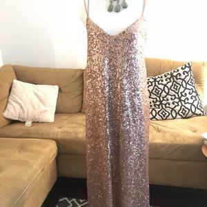 Zara Evening collection long pink sequins dress